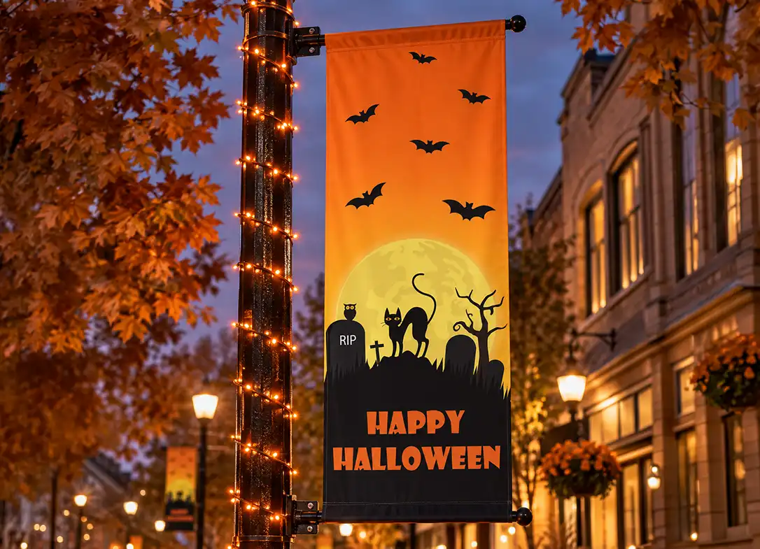Custom Halloween banner designed for a branded seasonal event